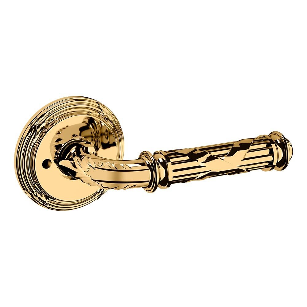 Baldwin Privacy 5122 Estate Lever with 5021 Rose in Lifetime Pvd Polished Brass