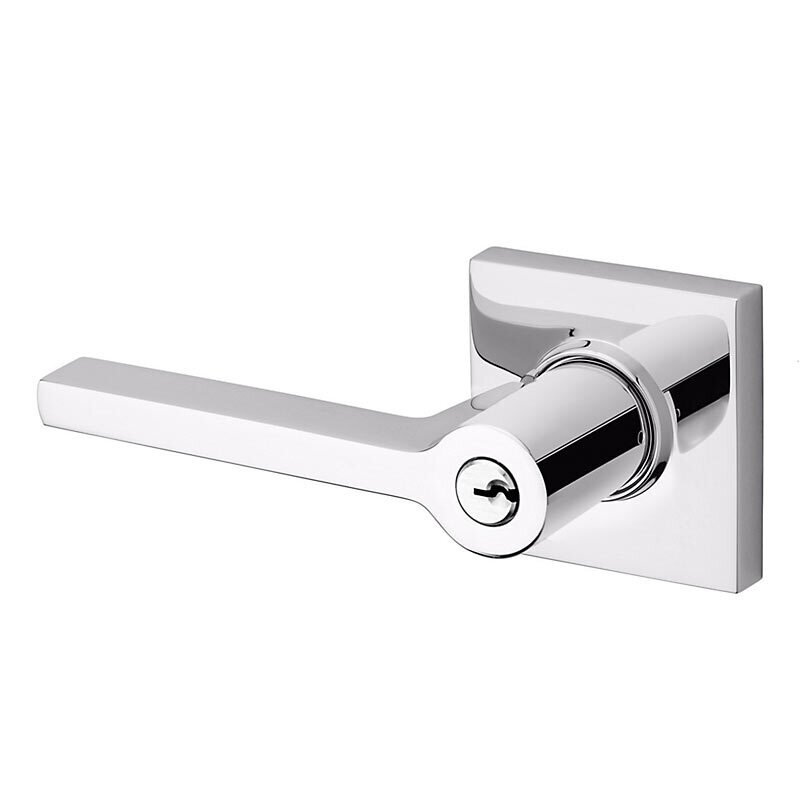 Baldwin Keyed Left Handed Square Lever with Square Rose in Polished Chrome