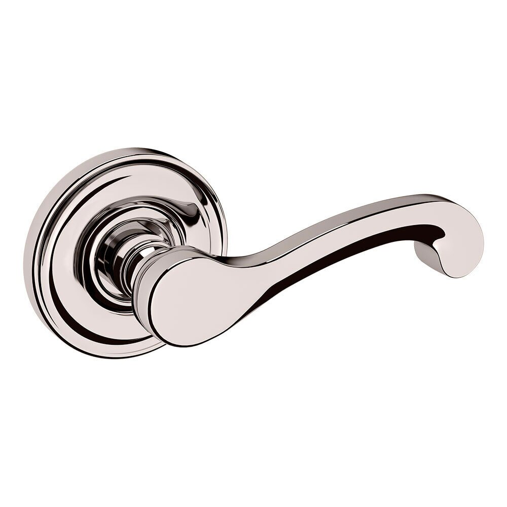 Baldwin Passage Classic Door Lever with Classic Rose in Lifetime Pvd Polished Nickel