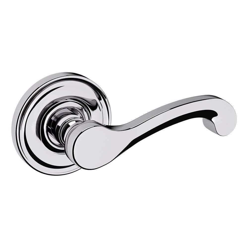 Baldwin Dummy Set Classic Door Lever with Classic Rose in Polished Chrome
