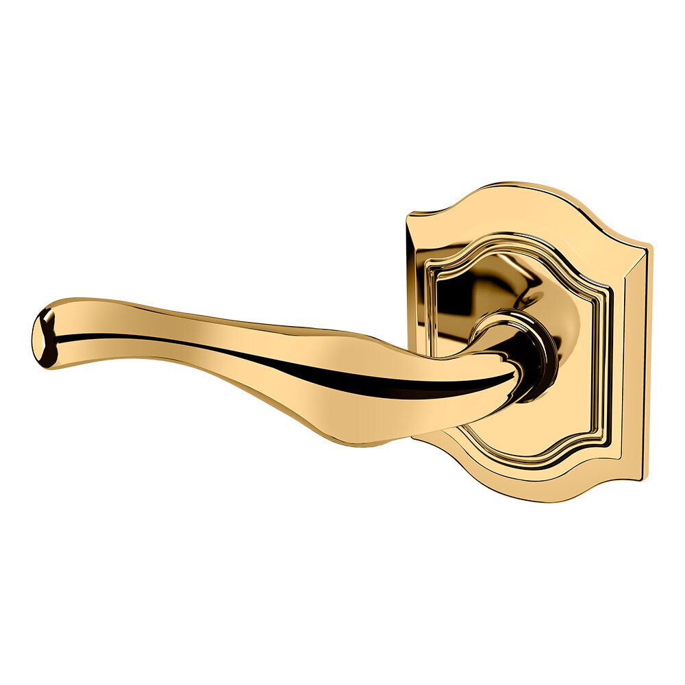 Baldwin Left Handed Single Dummy Bethpage Door Lever with Bethpage Rose in Lifetime Pvd Polished Brass