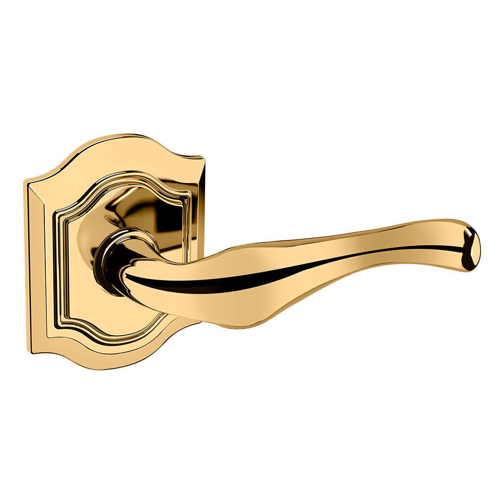 Baldwin Dummy Set Bethpage Door Lever with Bethpage Rose in Unlacquered Brass