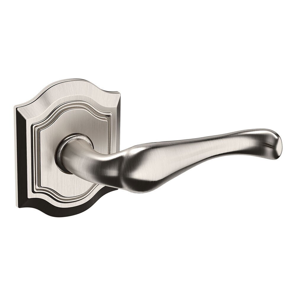 Baldwin Right Handed Single Dummy Bethpage Door Lever with Bethpage Rose in Lifetime Pvd Satin Nickel