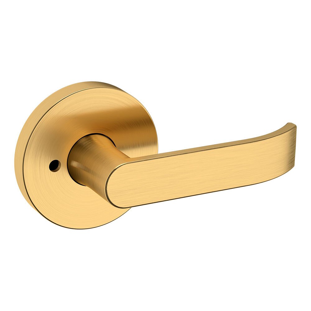 Baldwin Privacy Contemporary Door Lever with Contemporary Rose in PVD Lifetime Satin Brass