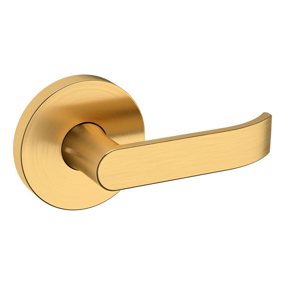 Baldwin Right Handed Single Dummy Contemporary Door Lever with Contemporary Rose in PVD Lifetime Satin Brass