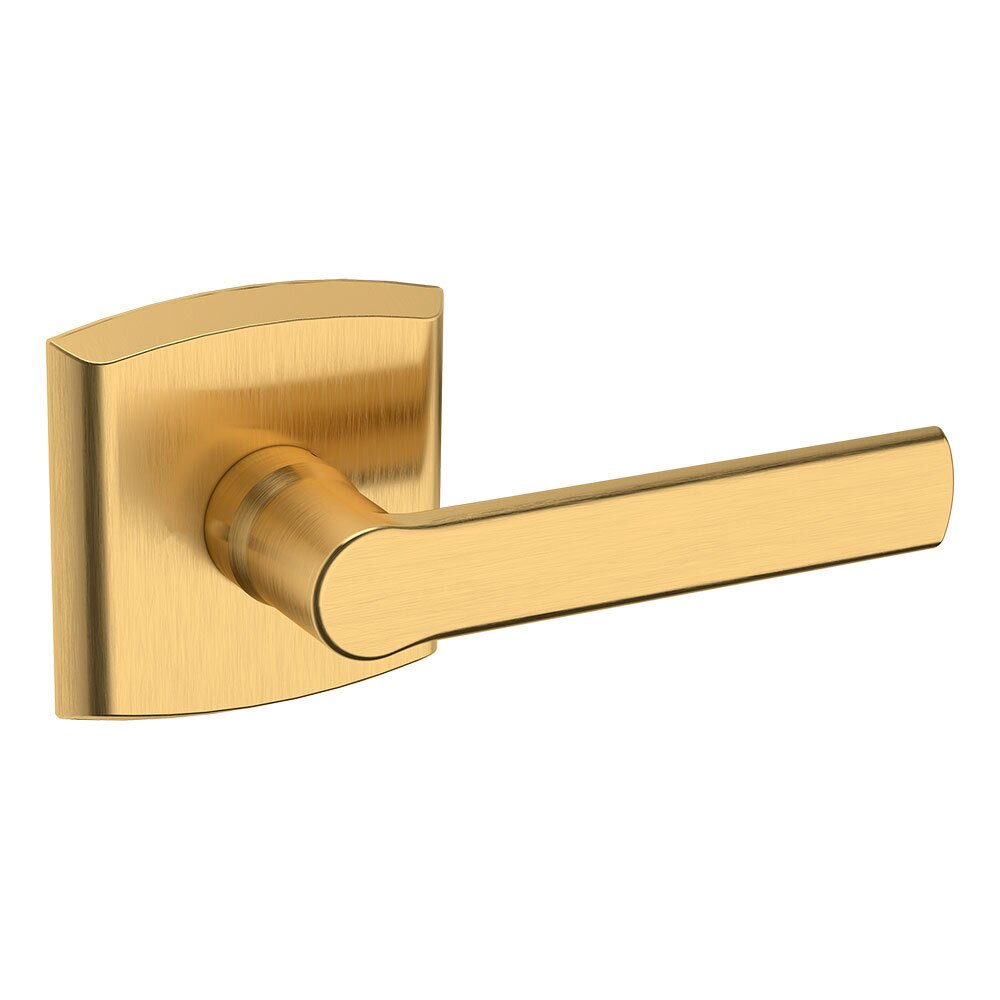 Baldwin Dummy Set Contemporary Door Lever with Contemporary Rose in PVD Lifetime Satin Brass