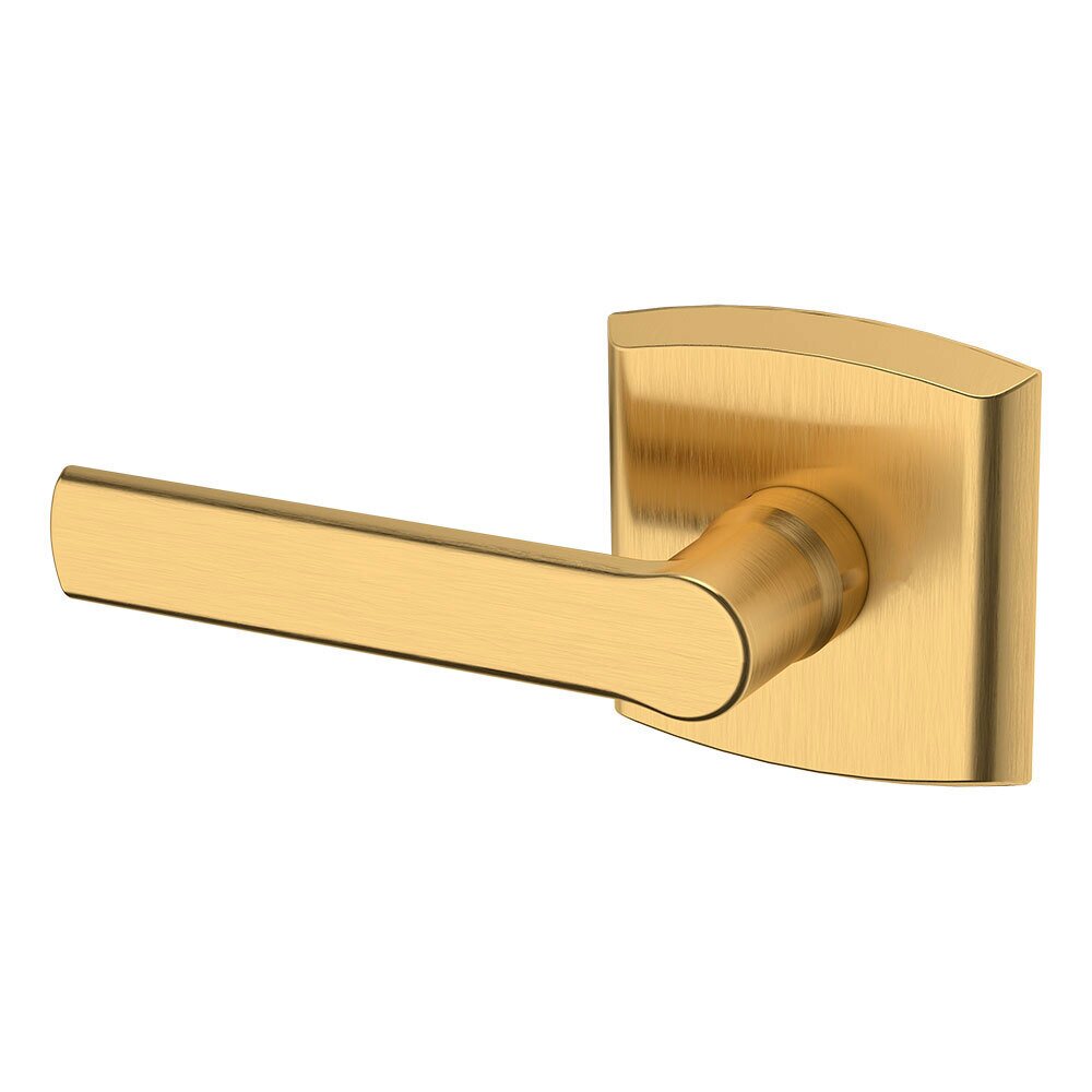 Baldwin Left Handed Single Dummy Contemporary Door Lever with Contemporary Rose in PVD Lifetime Satin Brass