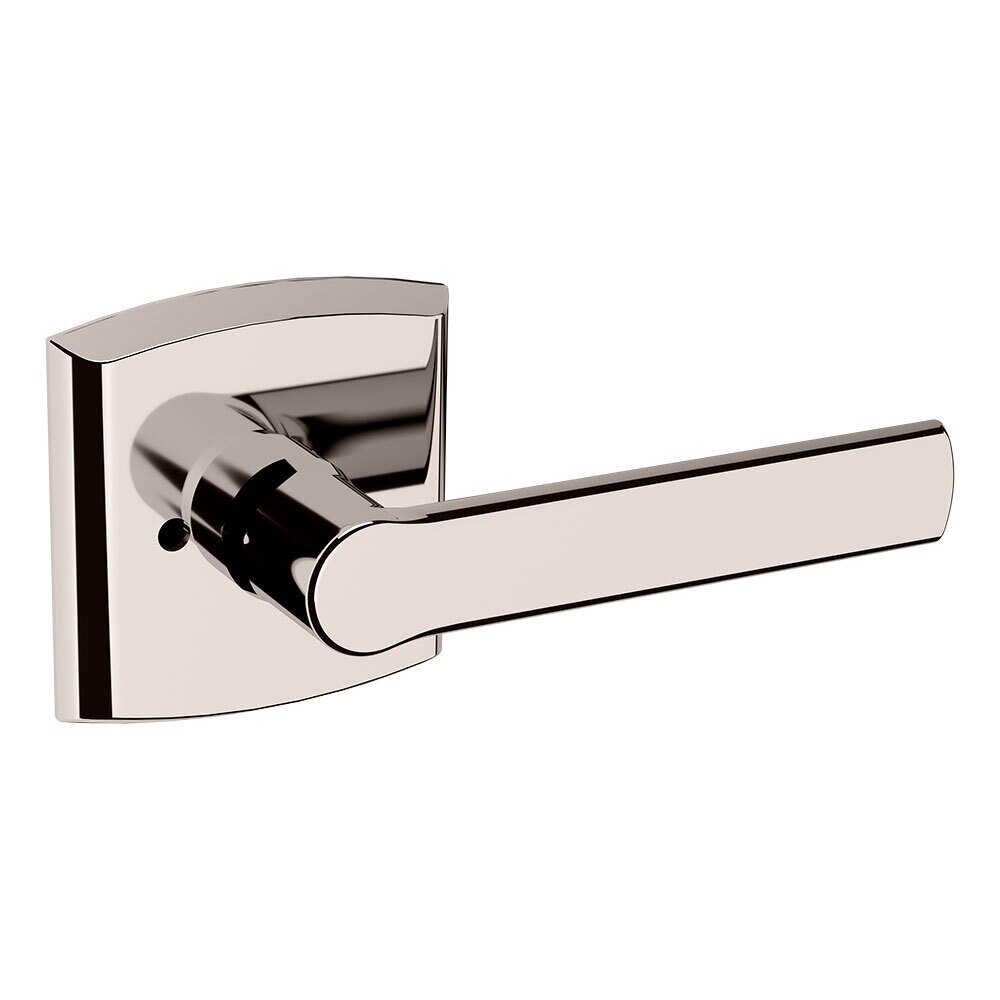 Baldwin Privacy Soho Door Lever with Soho Rose in Lifetime Pvd Polished Nickel
