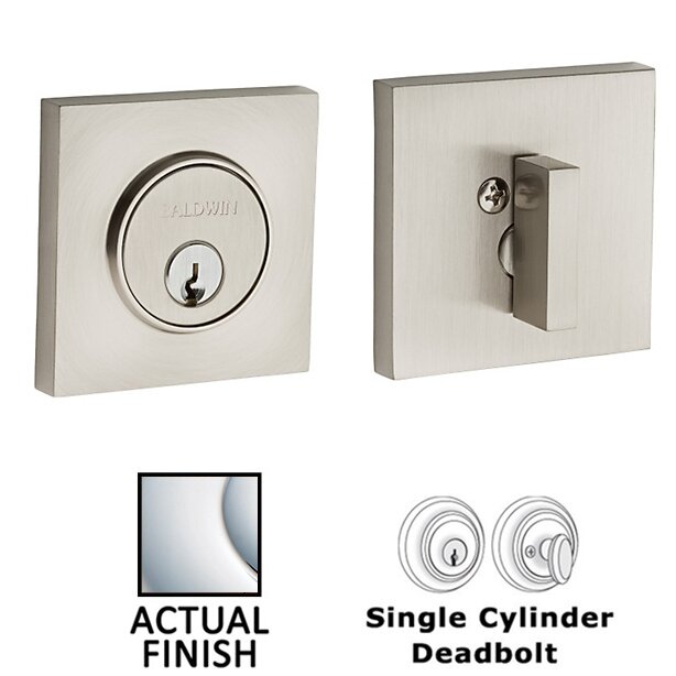 Baldwin Contemporary Square Single Cylinder Deadbolt in Polished Chrome