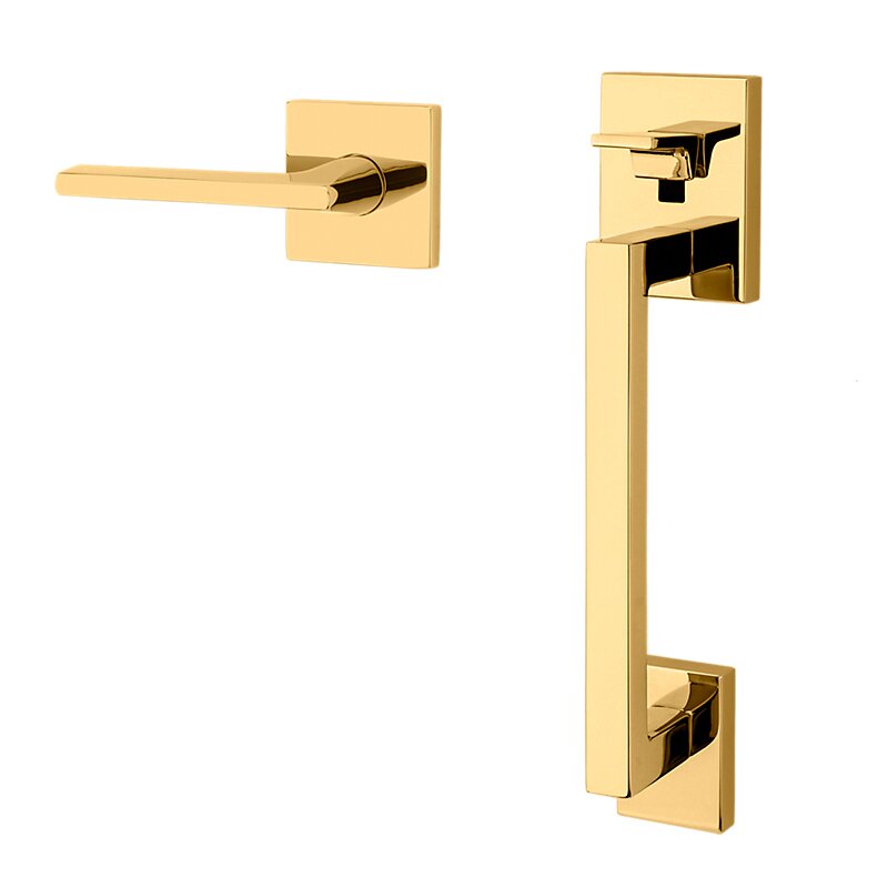 Baldwin Sectional Full Dummy Handleset With Left Handed Interior Lever in Lifetime Pvd Polished Brass
