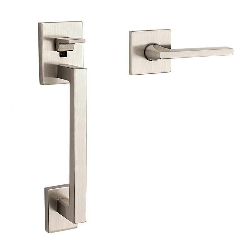 Baldwin Sectional Full Dummy Handleset With Left Handed Interior Lever in Lifetime Pvd Satin Nickel