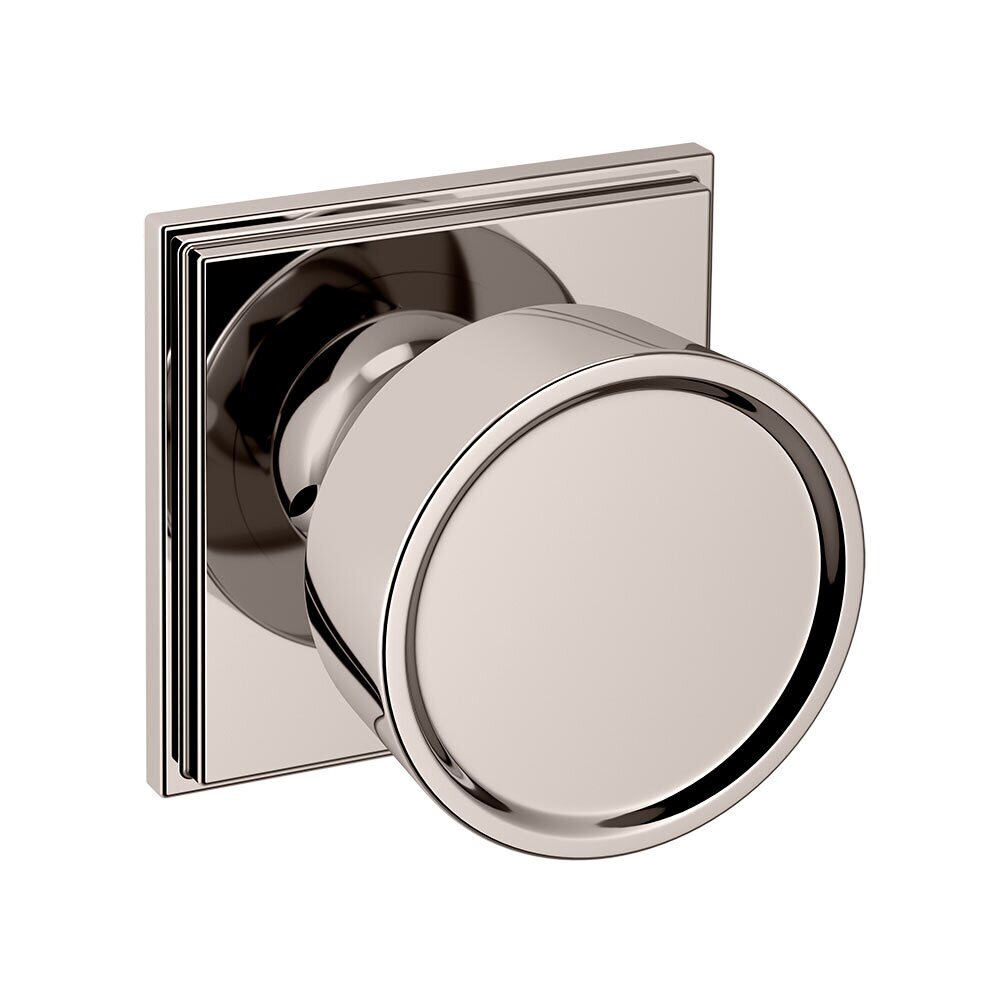 Baldwin Privacy 2 1/4" Round Hollywood Hills Knob with R050 Square Rose in Lifetime Pvd Polished Nickel