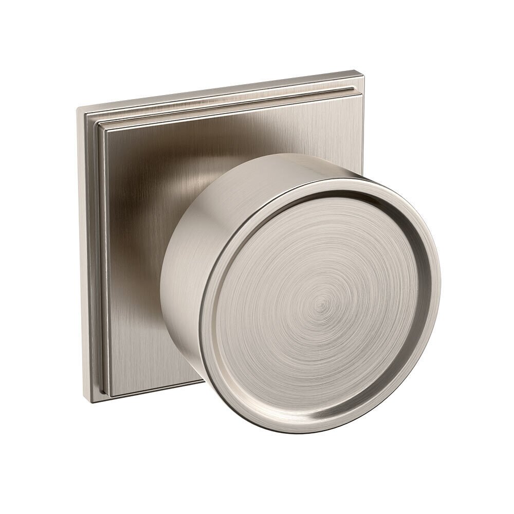 Baldwin Single Dummy 2 1/4" Round Hollywood Hills Knob with R050 Square Rose in Lifetime Pvd Satin Nickel