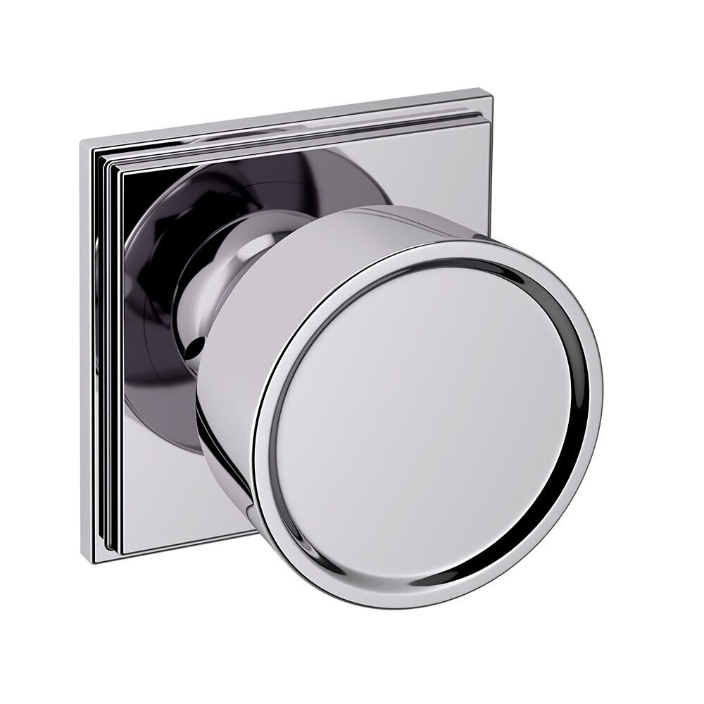 Baldwin Privacy 2 1/4" Round Hollywood Hills Knob with R050 Square Rose in Polished Chrome