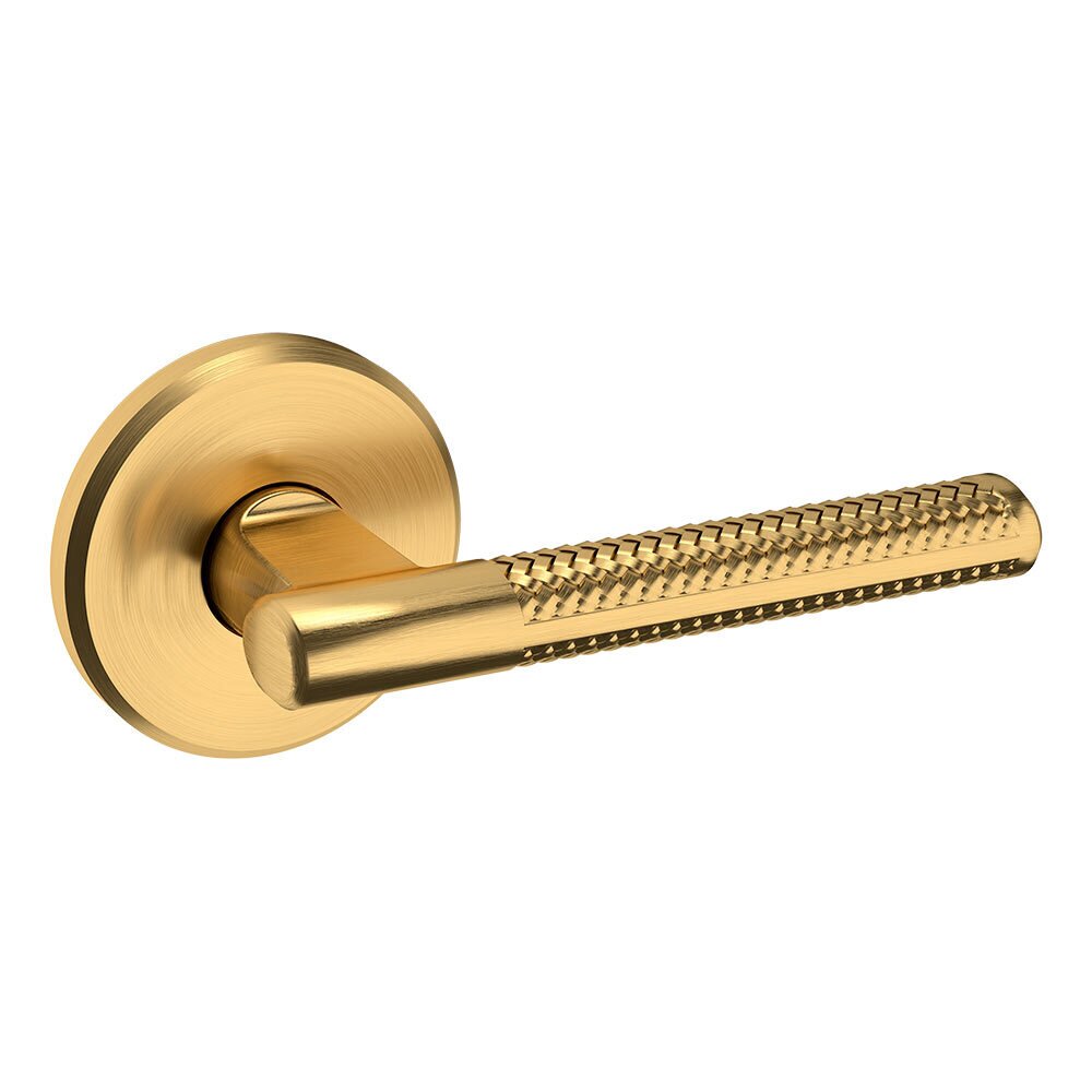 Baldwin Dummy Set L015 Knurled Estate Lever with R016 Rose in PVD Lifetime Satin Brass