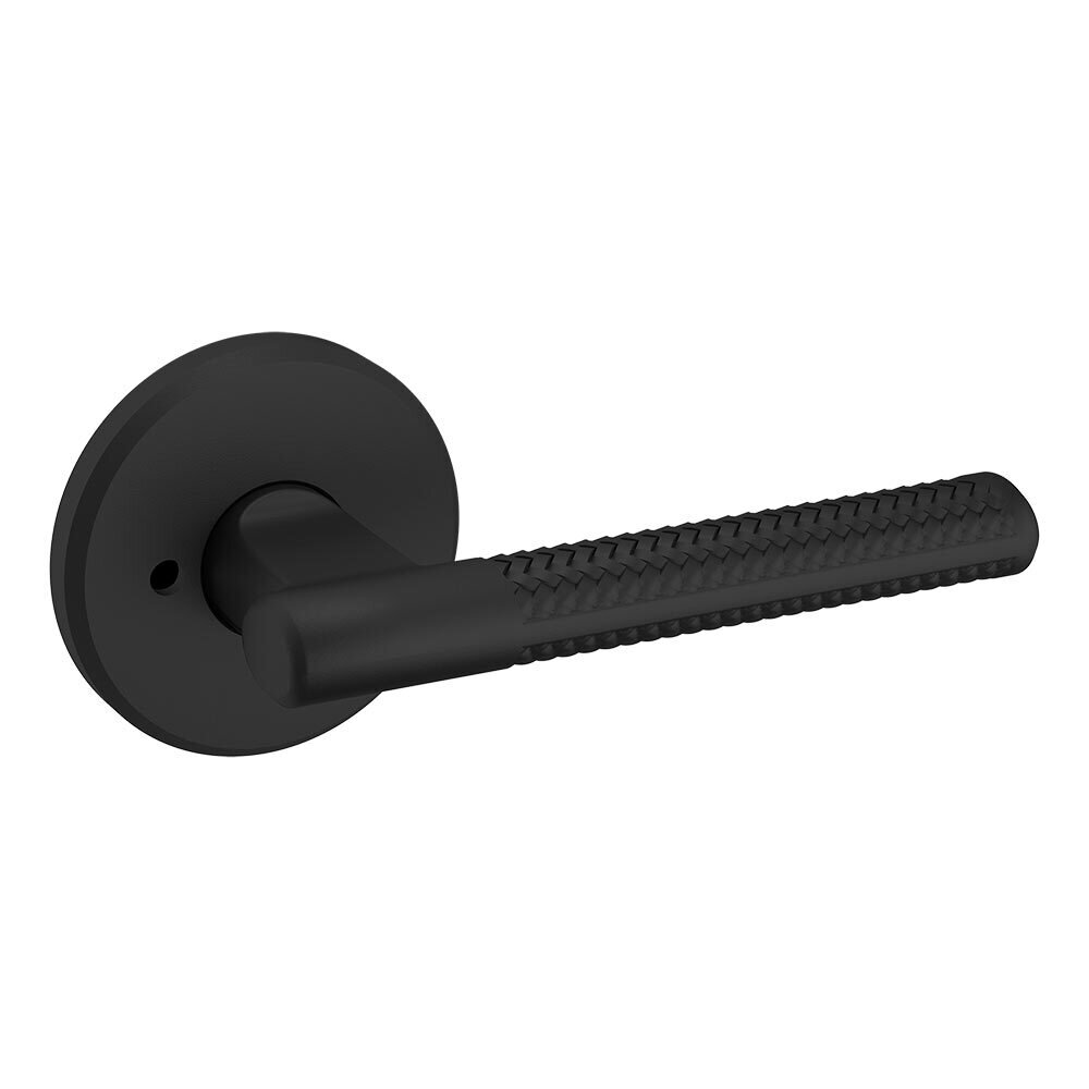Baldwin Privacy L015 Knurled Estate Lever with R016 Rose in Satin Black