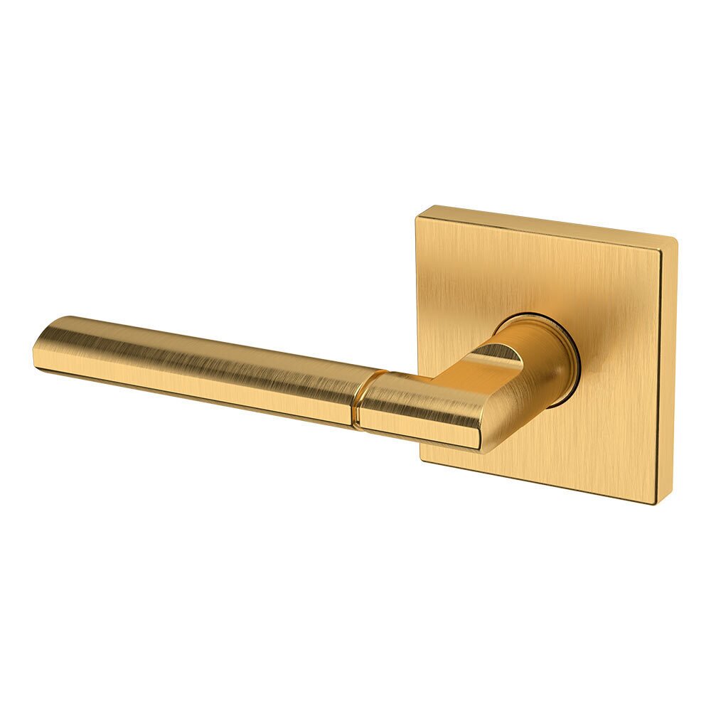 Baldwin Single Dummy Left Handed L021 Estate Lever with R017 Square Rose in PVD Lifetime Satin Brass