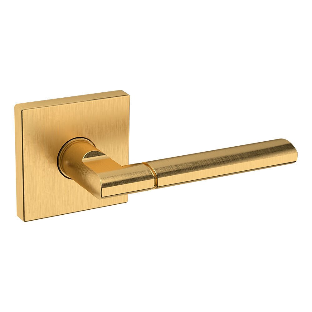 Baldwin Single Dummy Right Handed L021 Estate Lever with R017 Square Rose in PVD Lifetime Satin Brass