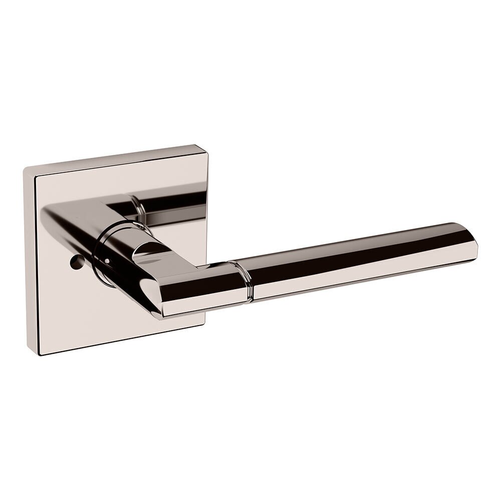 Baldwin Privacy L021 Estate Lever with R017 Square Rose in Lifetime Pvd Polished Nickel