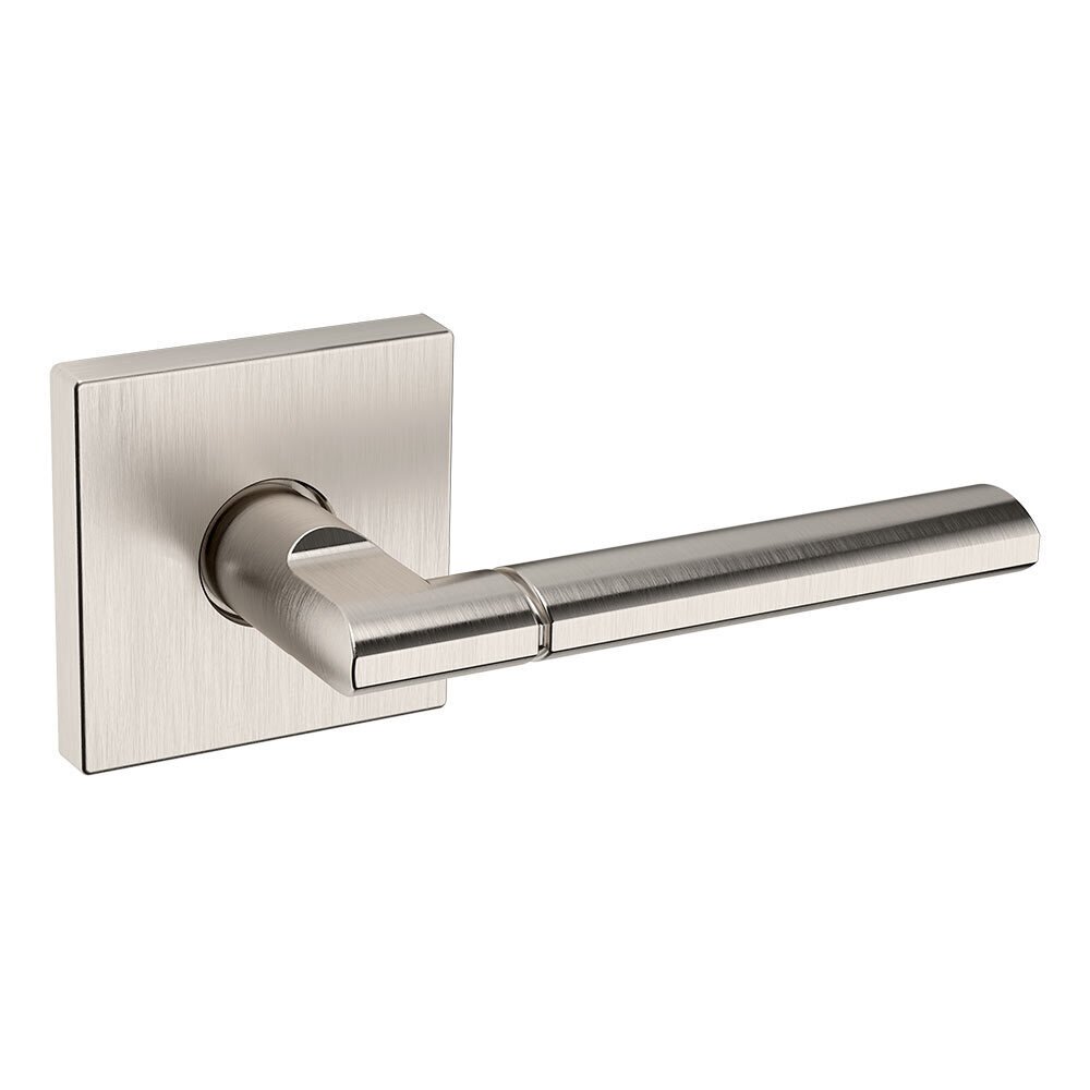 Baldwin Passage L021 Estate Lever with R017 Square Rose in Lifetime Pvd Satin Nickel