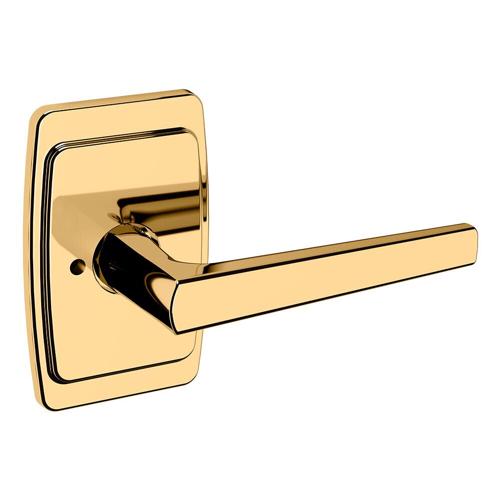 Baldwin Privacy L024 Estate Lever with R046 Rose in Unlacquered Brass