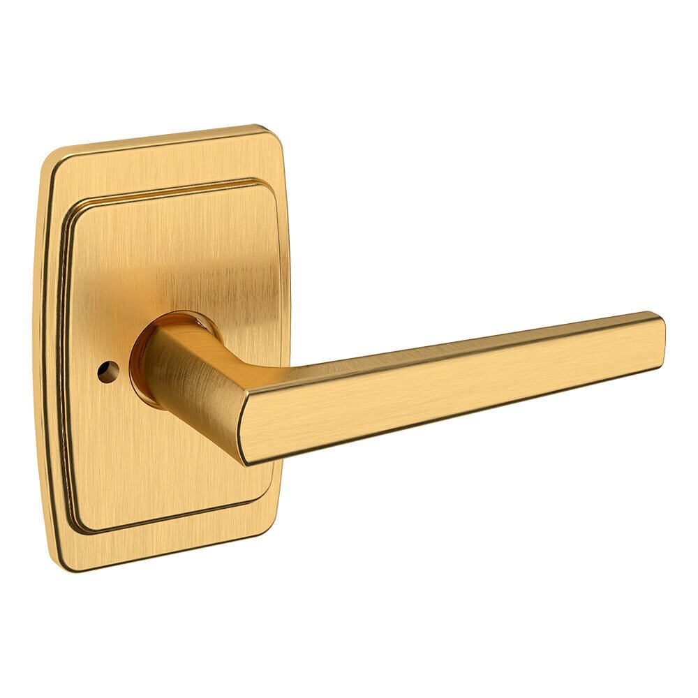 Baldwin Privacy L024 Estate Lever with R046 Rose in PVD Lifetime Satin Brass