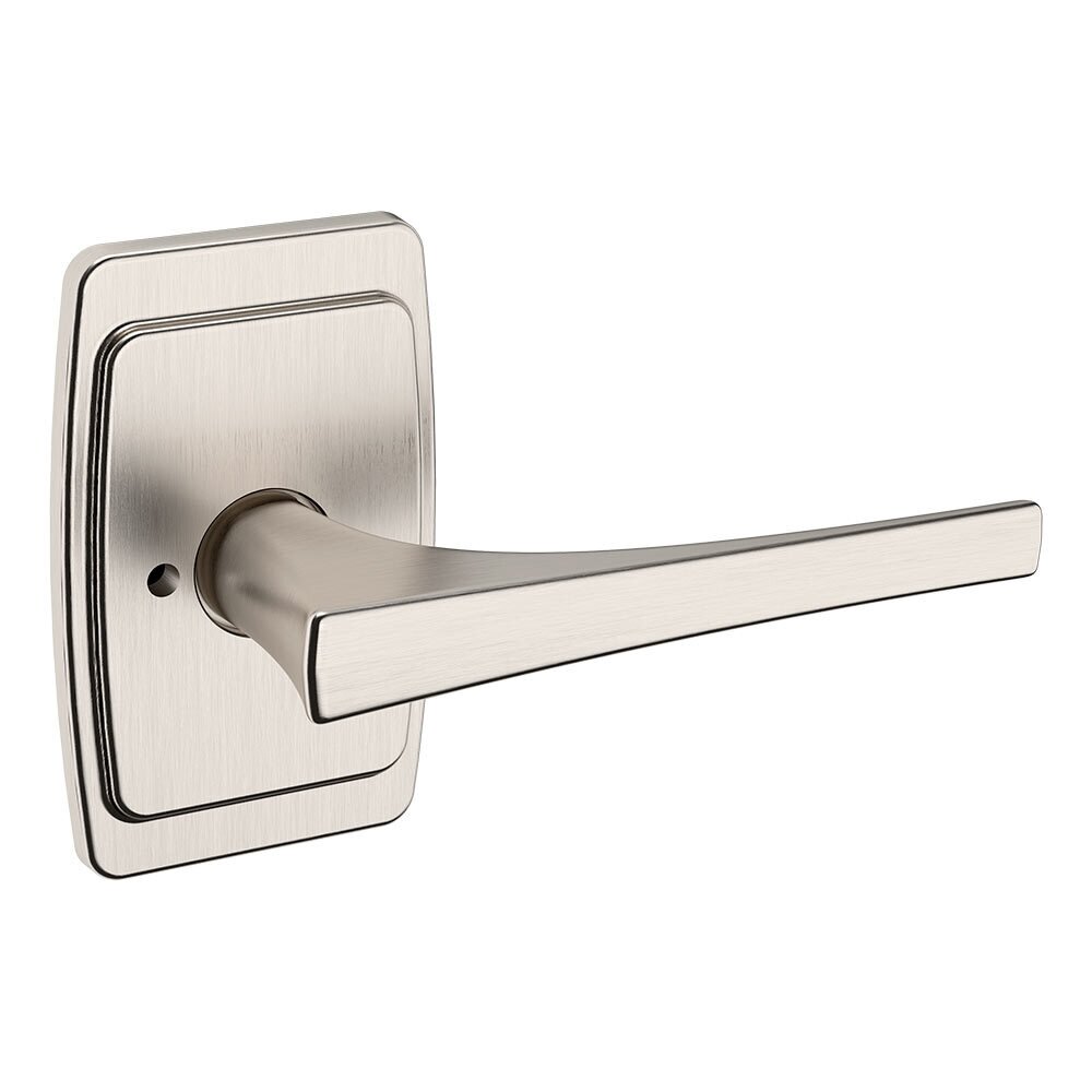 Baldwin Privacy L025 Estate Lever with R046 Rose in Lifetime Pvd Satin Nickel