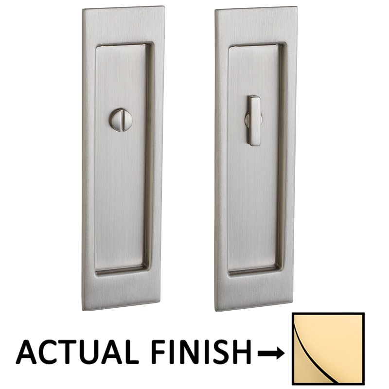 Baldwin Large Santa Monica Privacy Mortise Pocket Door Set in Lifetime Polished Brass