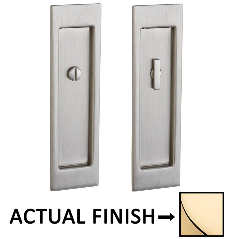 Baldwin Large Santa Monica Privacy Mortise Pocket Door Set in Unlacquered Brass