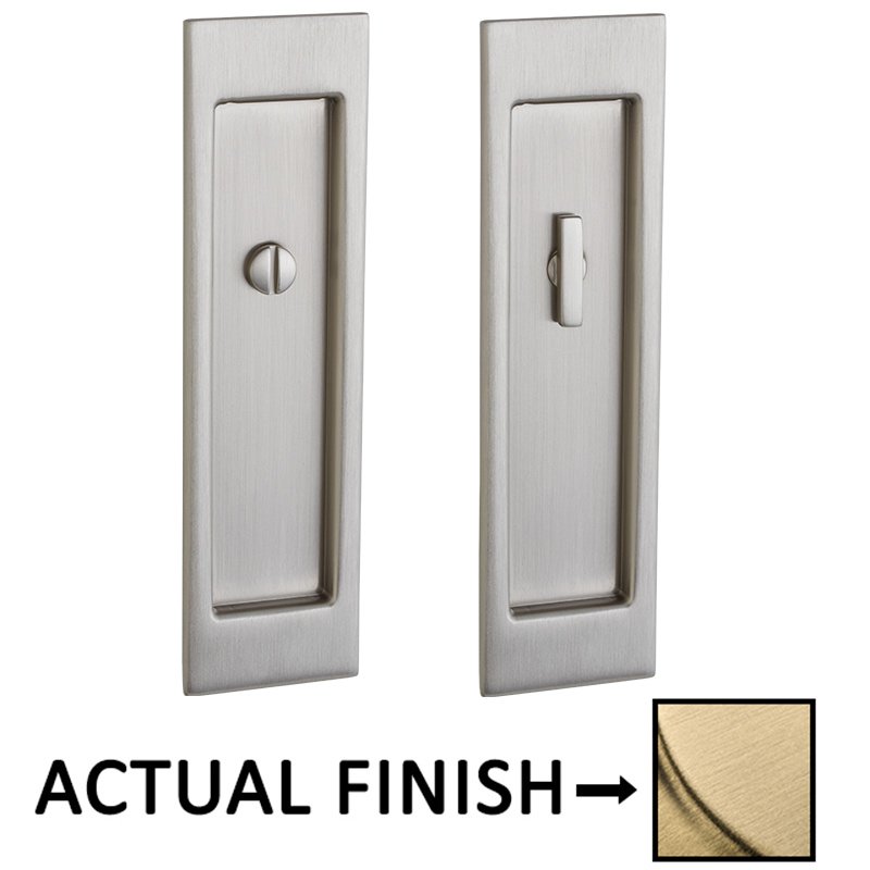 Baldwin Large Santa Monica Privacy Mortise Pocket Door Set in Lifetime Satin Brass