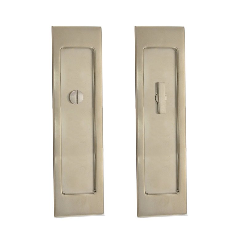Baldwin Large Santa Monica Privacy Mortise Pocket Door Set in Lifetime Satin Nickel
