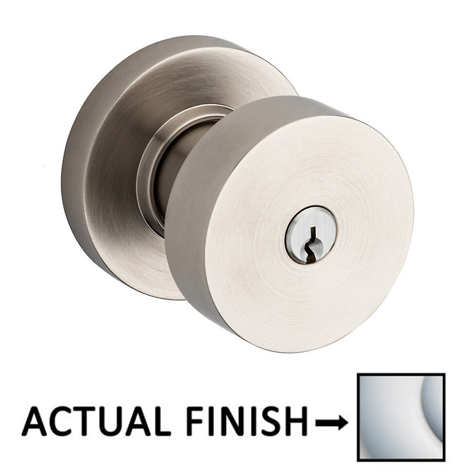 Baldwin Keyed Contemporary Knob with Round Rose in Satin Chrome