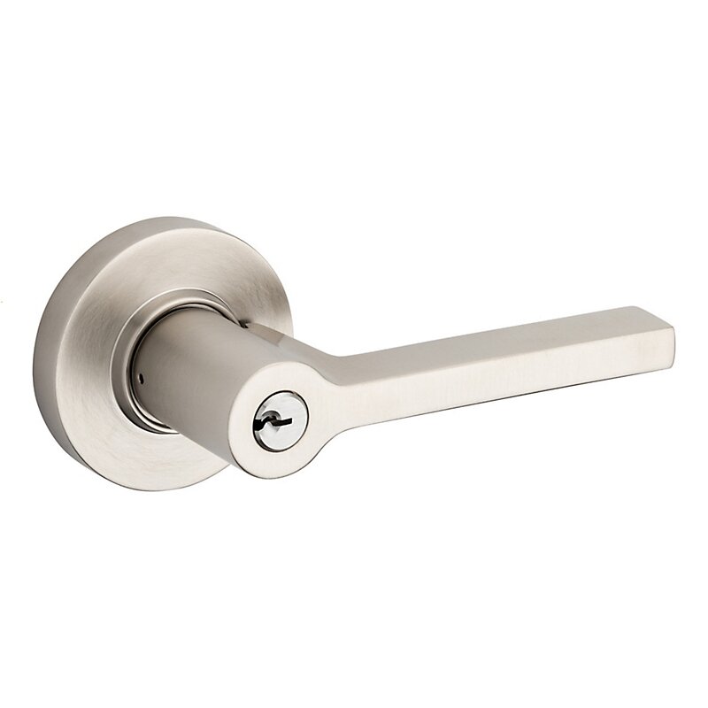 Baldwin Right Handed Square Lever with Round Rose in Satin Nickel