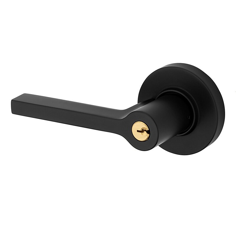 Baldwin Left Handed Square Lever with Round Rose in Satin Black