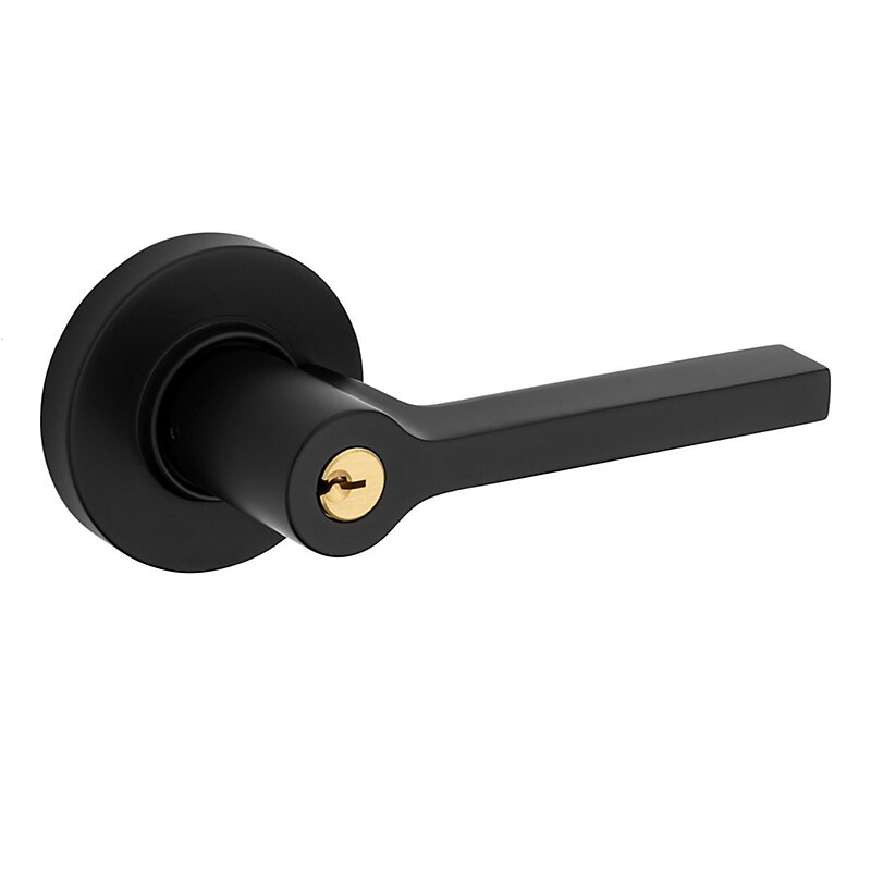 Baldwin Right Handed Square Lever with Round Rose in Satin Black