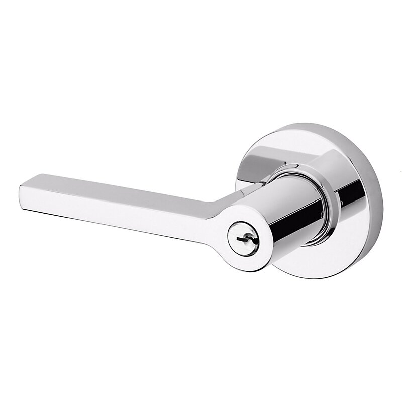 Baldwin Left Handed Square Lever with Round Rose in Polished Chrome