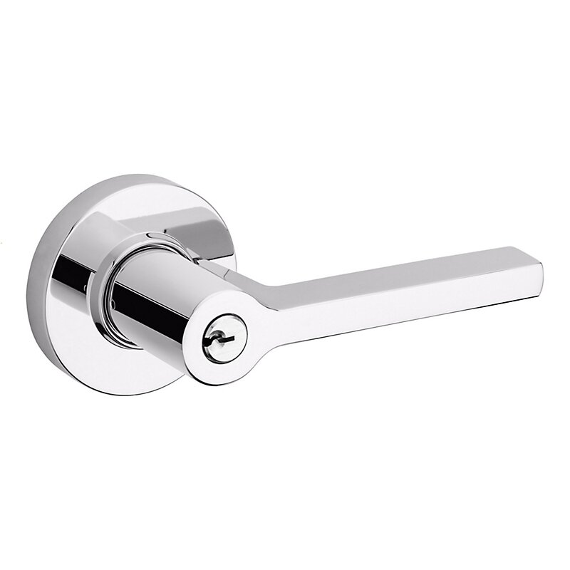 Baldwin Right Handed Square Lever with Round Rose in Polished Chrome