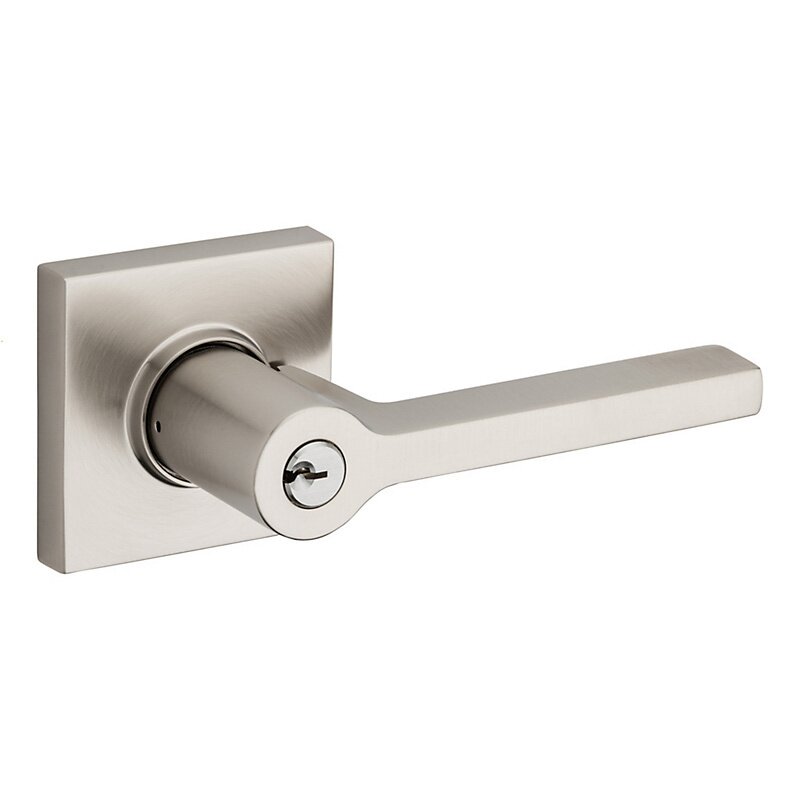 Baldwin Right Handed Square Lever with Square Rose in Lifetime Pvd Satin Nickel