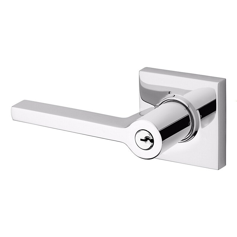 Baldwin Left Handed Square Lever with Square Rose in Polished Chrome