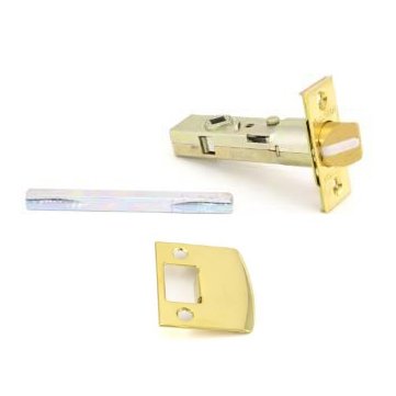 Baldwin Privacy Knob Replacement Latch with Full Lip Strike in Unlacquered Brass