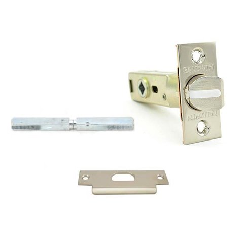Baldwin Privacy Lever Replacement Latch with ASA Strike in Lifetime Pvd Polished Nickel
