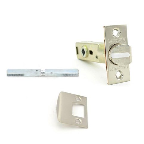 Baldwin Passage Knob Replacement Latch with Full Lip Strike in Lifetime Pvd Polished Nickel