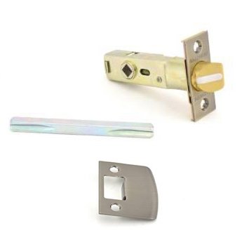 Baldwin Passage Lever Replacement Latch with Full Lip Strike in Satin Brass and Black
