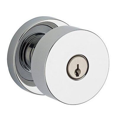 Baldwin Keyed Contemporary Door Knob with Contemporary Round Rose in Polished Chrome