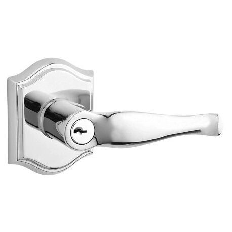 Baldwin Keyed Entry Door Lever with Traditional Arch Rose in Polished Chrome
