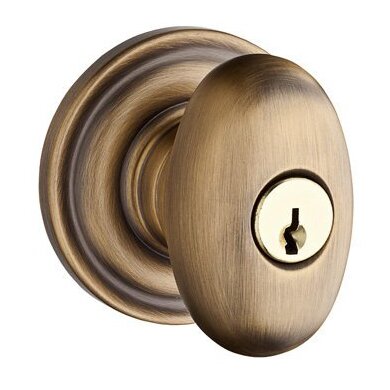 Baldwin Keyed Entry Door Knob with Traditional Round Rose in Matte Brass & Black