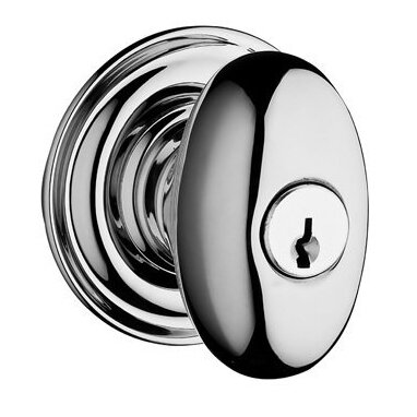 Baldwin Keyed Entry Door Knob with Traditional Round Rose in Polished Chrome