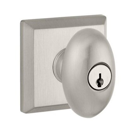 Baldwin Keyed Entry Door Knob with Traditional Square Rose in Satin Nickel