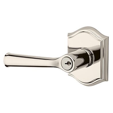 Baldwin Left Handed Keyed Federal Door Lever with Traditional Arch Rose in Polished Nickel