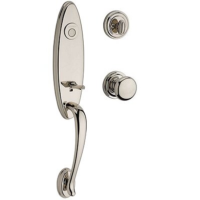 Baldwin Full Dummy Chesapeake Handleset with Round Door Knob with Traditional Round Rose in Polished Nickel